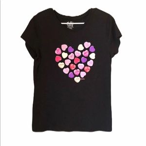 Justice Candy Hearts Graphic T-Shirt Girls Size 20 Cute Tee Valentine Top NWOT
